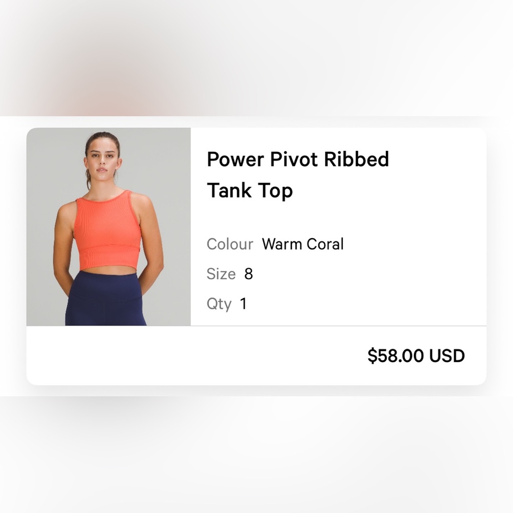 lululemon Power Pivot Ribbed Tank - Picture 4 of 4